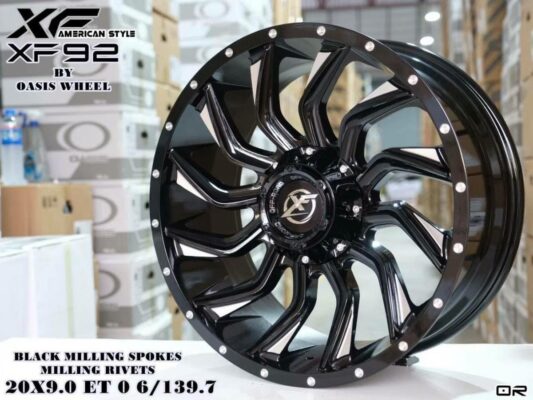 BLACK MILLING SPOKES MILLING RIVETS 20X9.0 ET0 6/139.7