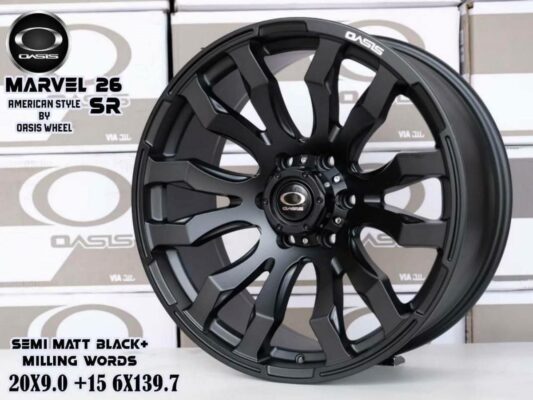 SEMI MATT BLACK+MILLING WORDS 20X9.0 ET+15 6/139.7