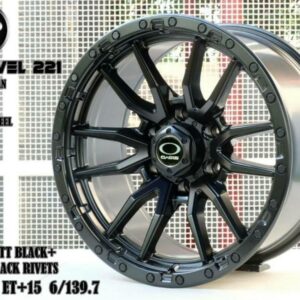 FULL MATT BLACK+MATT BLACK RIVETS 20X9.0 ET+15 6/139.7