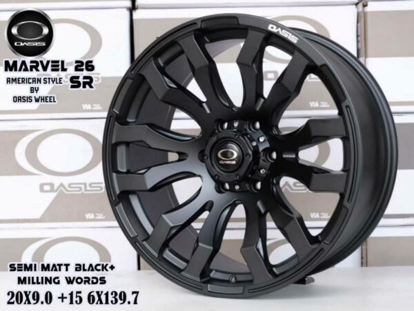SEMI MATT BLACK+MILLING WORDS 20X9.0 ET+15 6/139.7