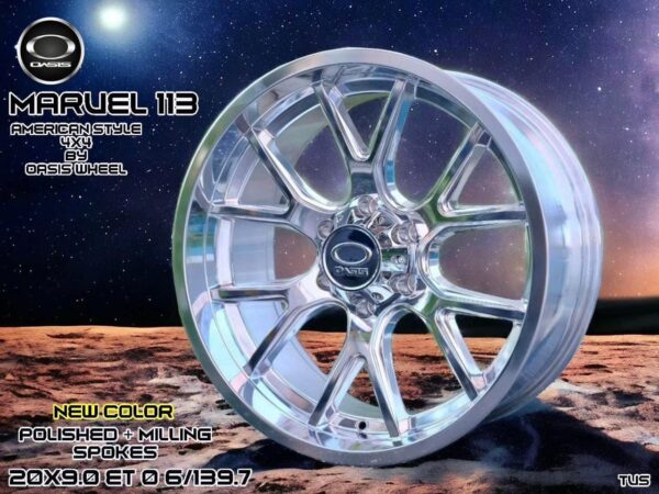 NEW COLOR- POLISHED+MILLING SPOKES 20X9.0 ET0 6/139.7